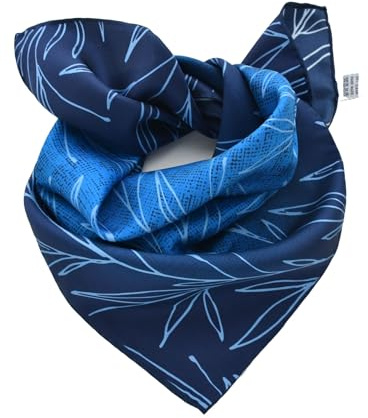Prettystern Pañuelo de cuello enrollado a mano Mujer caballero unisex 100% seda bandana verano Pañuelo de cuello seda 08 Azul