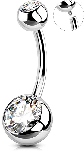 OUFER Body Piercing Barras de ombligo internas 10 12 14mm Barras de ombligo 14G de acero inoxidable 316L Barras de ombligo extra largas Joyería de piercing de ombligo Anillo de ombligo, 10mm, Acero