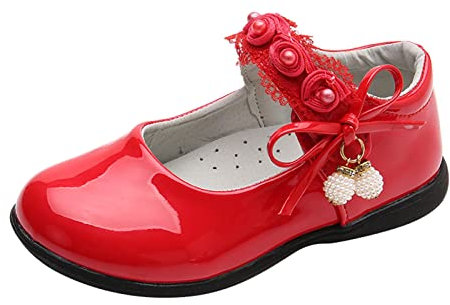 Children's Shoes, Elegant Festive Ballerina Children's Evening Shoes, Children's Shoes, Girls' Wedding Shoes, Glitter Crystal Ballerinas, Dress Shoes, red, 3 UK