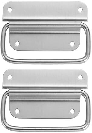 Vasemele 2 Pièces Poignée de Transport Inox pour Caisses et Coffre Outils - Ressort Pliante Argentée en Métal pour Boîte à Outils