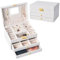 Large Jewellery Box with Mirror Lockable - Jewelry Case 2 Removable Drawers 3 Tier Women Girls Jewellery Organiser for Earrings Rings Necklaces Bracelets White