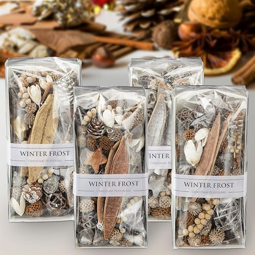 Potpourri 4er Set 'Winterfrost' | Silber Gold Kupfer Rosegold 9x20x6,5cm PVC | Trockenpflanzen als Winterdeko