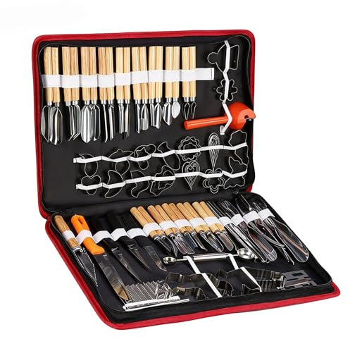 80pcs Culinary Carving Tool, Stainless Steel Fruit Carving Tools Set with Ergonomic Handles and Portable Case, Food Cutting Utensil Kit for Culinary Arts Sculpting Peeling