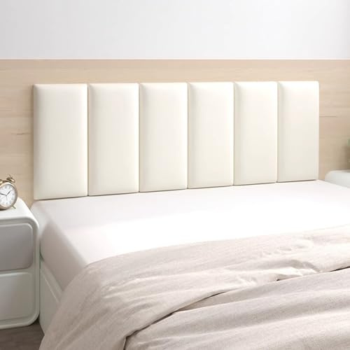 XLSBZ Lot de 2 panneaux muraux 3D, 30 x 40 cm, rembourrage mural, coussin, autocollant, pour chambre à coucher, chambre d'enfant, blanc