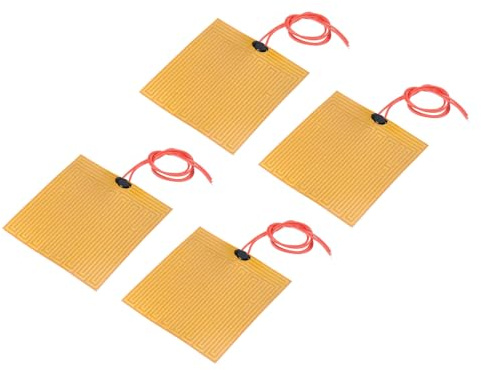 sourcing map värmefolie värmeplatta, 12 V 25 W polyimid värmematta, självhäftande PI värmeelement folie 100 mm x 100 mm värmeremsor för konstant temperatur, förpackning med 4 stycken