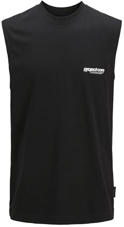 JACK & JONES Jcounion Débardeur imprimé Sn, Noir, S