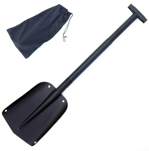 ZAMETTER Pala in lega di alluminio per auto, fuoristrada, piccola pala pieghevole da neve, strumento da viaggio, accessori per auto (nero)