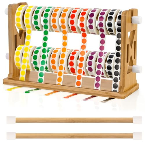 Distributeur d'étiquettes en bois - 33 x 11,4 x 20,3 cm - Organisateur d'étiquettes autocollantes - Support d'étiquettes pour rouleaux d'étiquettes, table, maison et bureau (ne contient pas de ruban