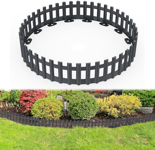 NAIZY Bordatura per prato, in plastica, 12 pezzi, per aiuole, per giardino, prato, colore antracite (12 pezzi/516 cm)