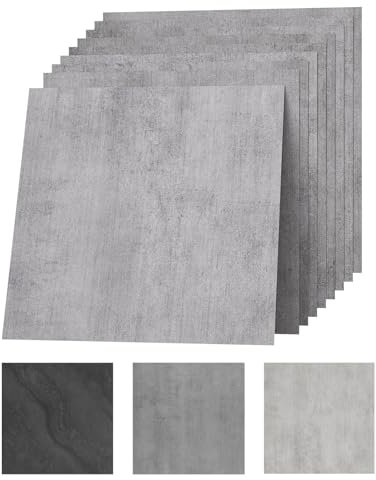 30 x 30 cm, rivestimento per pavimenti in PVC, autoadesiva, effetto pietra, effetto vinile, impermeabile, durevole, per soggiorno, cucina, bagno, balcone, grigio, 20 piastrelle da 1,8 m²