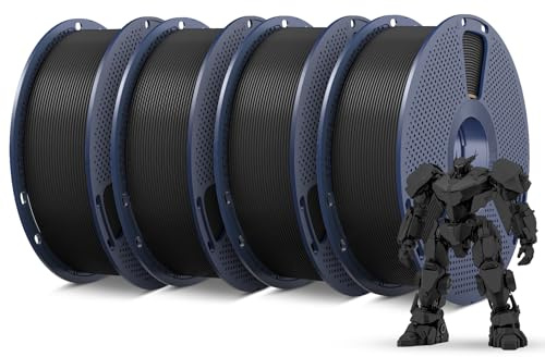 SUNLU PETG 1,75 mm 4 kg filamentset, mindre töjning och god vidhäftning mellan skikten, individuellt vakuumförpackade, filament för 3D-skrivare 4 kg, 1 kg per spole, 4 svarta.