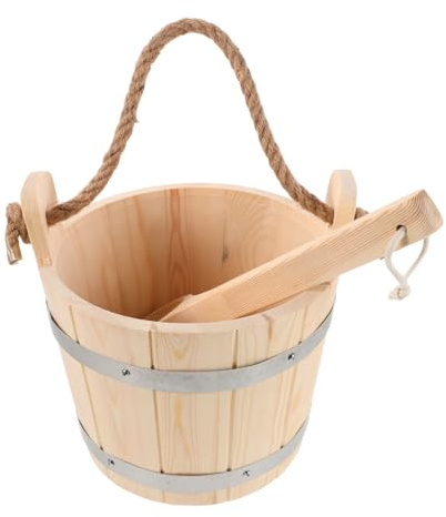 HIAKDOFT Barril de Sauna de Madera Resistente al con Cucharón Incluido para Sauna y Baño Relajante Accesorio Duradero para Salas de Vapor y SPA