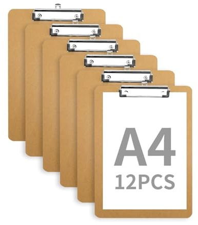 Dokumentmapp 12-pack A4-skrivbordsmappar, Hårdpapp I Trä Med Skissblock Och Lågprofilklämma For Konstnärsskisser Mappar