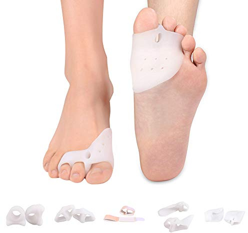Toe Separator Gel Bunion Corrector Hammer Toe Straightener Professional Forefoot Cushions Toe Straightener Bunion Pads Relieve Hammer Toe Bunion Overlapping Toe Callus Blister for Men Women(5 Pair)