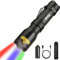 Alonefire X004 4 Couleur Puissante Lampe de poche Multicolore LED Rechargeable Rouge/Vert/Bleu/Blanc Lampe Torche étanche Zoomable avec Batterie Lithium, Chargeur pour le Camping Randonnée Militaire