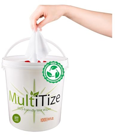MultiTize, Multi Purpose Wipes, 100% Biodegradable, Antibacterial Multi Surface Wipes, (1 Bucket 500 Wipes)