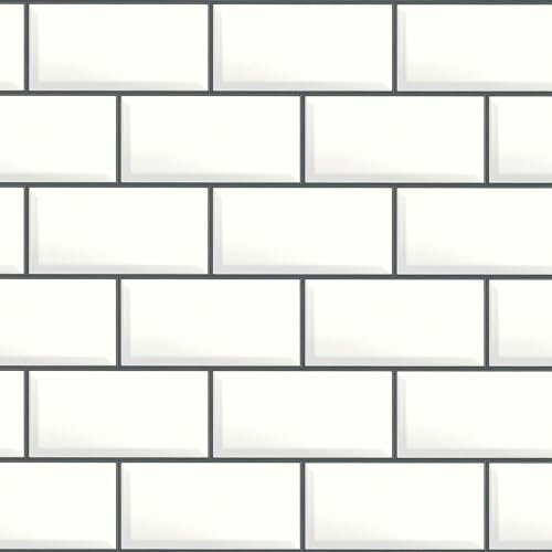 Stein Kacheln Tapete Profhome 383572-GU heißgeprägte Vliestapete glatt Design glänzend weiß schwarz 5,33 m2