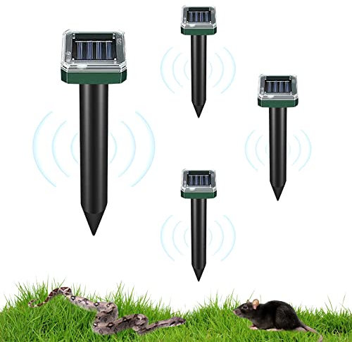 Répulsif Solaire pour Taupes (4 Packs), répulsif pour Les Taupes, répulsif Taupe Solaire étanche, Anti-Taupe ultrasons solaires, répulsif pour Serpent, échiquier Taupe,Répulsif à Taupes à ultrasons