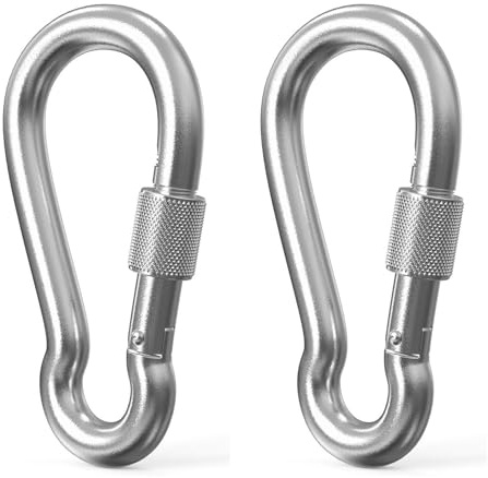 XYSMZM 4 Inch Locking Carabiners, 2 Pcs 304 Stainless Steel Heavy Duty Carabiner