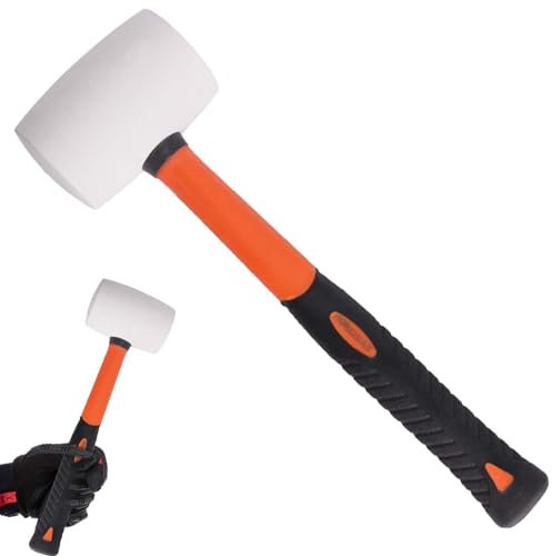 Martello in gomma bianco: 600 g in gomma naturale, martello in gomma dura, martello da 55 mm, con manico antiscivolo, martello in gomma dura, per interni ed esterni