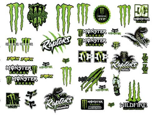 Motorrad Sticker Sponsoren Aufkleber, Monster Energy Aufkleber Bogen, Monster Aufkleber-Bogen, Stickers FüR Motorrad Enthusiasten, Motocross Bike Computer Roller, Für Motorräder, Rennwagen, Helme Usw