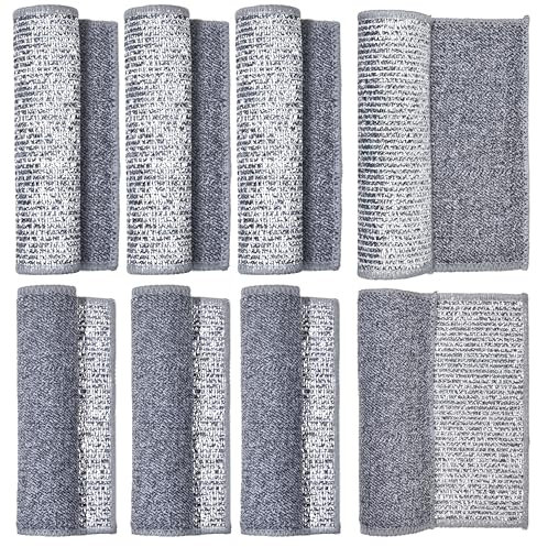 8Pack Chiffon à Vaisselle en Fil à Double Face, Chiffons à Vaisselle, Chiffon à Vaisselle sans Rayures, Éponges à Vaisselle de Cuisine, Épurateur à Vaisselle, Chiffons de Nettoyage pour le Nettoyage