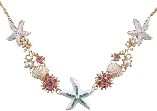 Strandcharmigt halsband, skalpärlor sjöstjärnahalsband, snäckskal