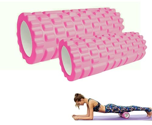 2x Foam Roller Massager för terapi och muskelmassage. Pilates och Yoga roller. Fitness Foam Roller. Skumcylinder för Smärtlindring och Träning på Gymmet och Hemma (33x14cm/30x9cm)
