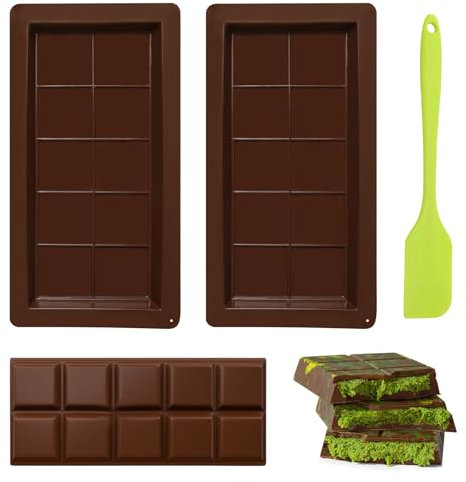 2 Pezzi Dubai Stampo per Tavoletta di Cioccolato, Stampo per Cioccolato in Silicone Profondo con Raschietto, Stampi per Cioccolato in Silicone per Torta al Cioccolato