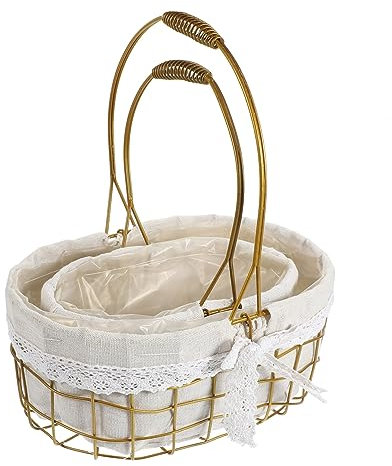 YARNOW 2 Pz Cesto di Fiori Intrecciato Verde cestini per la casa Secchio in Piedi Cestino ceste fioriera Intrecciata Cestino per piantare Ferro da Stiro Golden