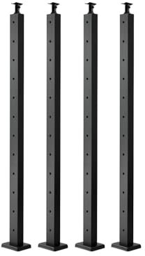 VEVOR Poteau Garde Corps, Lot de 4, Poteau Rampe d'Escalier à Câble 1067x50,8x50,8 mm Trou Horizontal Pré-percé Support Horizontal Incurvé, pour Main Courante, Balustrade, Noir, 4JZLGZXHS106URZU0001V0