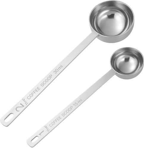 2 pezzi di cucchiai dosatori da caffè, cucchiaio dosatore (Kaffeelot), cucchiaio da caffè in acciaio inossidabile – 15 ml & 30 ml con manico lungo, dosatore espresso per caffè, tè & cacao