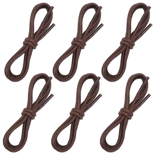 CALFOVERA 3 par de Cordones Redondos Encerados para Zapatos de Vestir, de Algodón Marrón, de Repuesto, de 3mm de Grosor, para Botas Oxford de Negocios, para Hombres Y Mujeres, Zapatos Formales