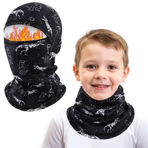 AYPOW Cagoule d'hiver Thermique pour Enfants 4-10 Ans, Multifonction Coupe Masque de Ski Cyclisme, Casquette Bonnet Chapeau avec Cache-Cou, pour Garçons et Filles Sports d'hiver en Plein Air