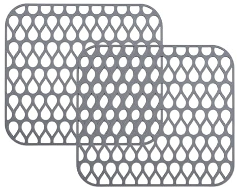 Daelesr 2 Piezas Protector Fregadero Cocina, Alfombrilla Silicona Fregadero, 35x30cm Alfombrilla Escurreplatos con Drenaje Rápido, Rejilla Fregadero Antideslizante y Resistente al Calor