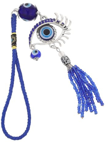 Pendentif Œil Maléfique Bleu en Verre et Alliage de Zinc