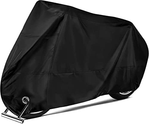 KOKOMALL Bâche Housse de Protection pour Moto 210D Couverture de Scooter Imperméable Exterieur Anti-UV Poussière Noir XXXL 265 x 105 x 125 cm