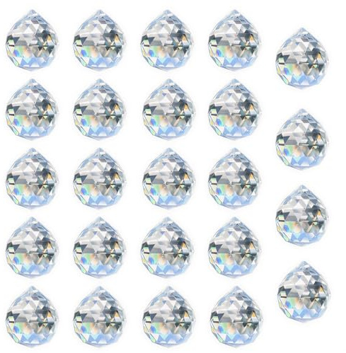 ADWIKOSO 24Pcs 20mm Crystal Sun Catchers Ball Prism Pendant Glass Chandelier Hanging Pendant Feng Shui Suncatcher Wedding Home Window Décor (20mm, 24)