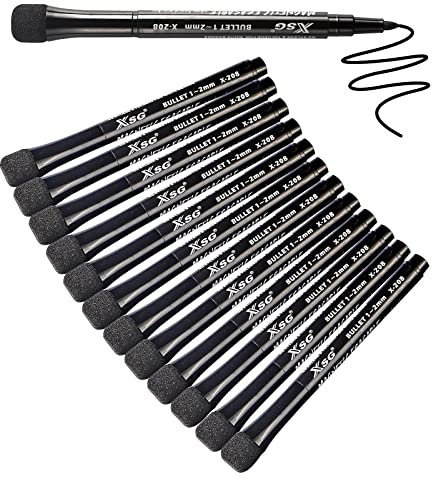 ABEIER Whiteboard Marker, 12 schwarz Boardmarker mit Schwamm, Magnetische Whiteboard Stifte, Dry Erase Marker, runde Spitze 1-2mm, Ideal für Zuhause, Schule, Büro