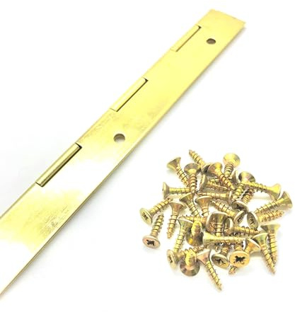 Continuous Piano Hinge Electro Brass 1 Metre Length - Cabinet Door Storage Box Lid