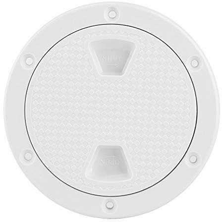 Decksinspektionsabdeckung, Akozon 10,2 Cm Runde Deckplatte, Weiß, Zum Ausschrauben, Bootsinspektionslukenabdeckung für Bootszubehör