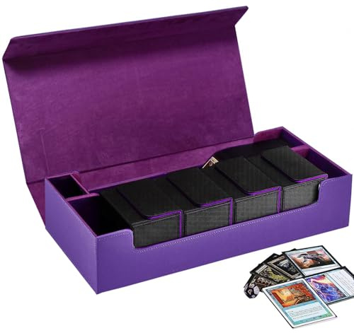 Scimi Premium Trading Card Storage Case TCG Deck Box Holds 800+ Sleeved Cards for MTG, YuGiOh, Uno, Sport with Strong Magnet Closure (Purple)