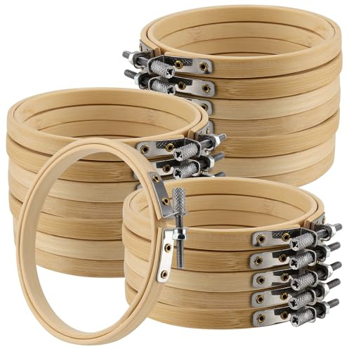 ZEONHAK 20 Pieces 4 Inch Embroidery Hoops, 10cm Small Bamboo Embroidery Rings, Cross Stitch Hoops for Handy Sewing