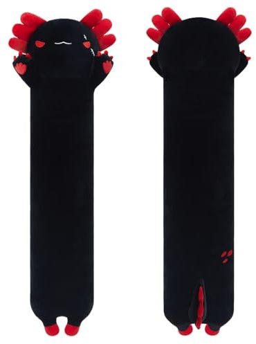 Yeqivo Lange Axolotl Kuscheltier Stofftiere Kisse Süße Schlafkissen Weiche Lange Axolotl Kuschelkissen Geschenk für Kinder Freundin(70CM,Schwarz)