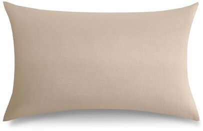 TOCOMOA Kissenbezug 40x60 cm 300 Fadenzahl, 2er Set Beige Kissenbezüge-100% Gewaschene Baumwolle Weicher und Verdickter Kopfkissenbezug Öko-Tex Zertifiziert mit Reißverschluss
