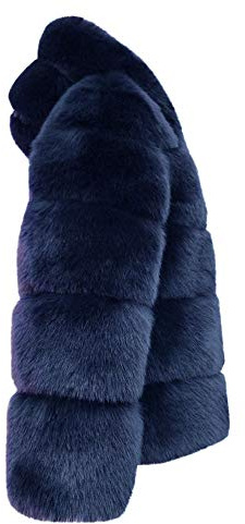 Damkappa dufflecoat jacka fax vinter huva kvinnor varma ytterkläder tjock damkappa kappa damer rak skuren, marinblå, M