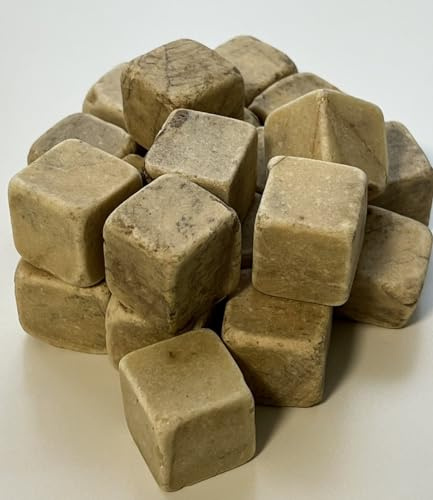 World PLANTIL Piedras Cuadradas Pequeñas Decorativas - Dados Decorativos Naturales Pulidas para Manualidades, Jardines y Decoración del Hogar, interior y exterior (MÁRMOL BEIGE/AMARILLO, 10 KG)