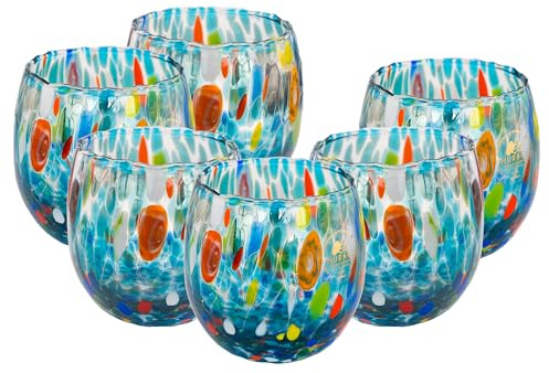MurArt Bicchieri di Murano Set da 6 bicchieri da 400ml Collezione Marea in vetro soffiato a mano in lavorazione artigianale Made in Italy