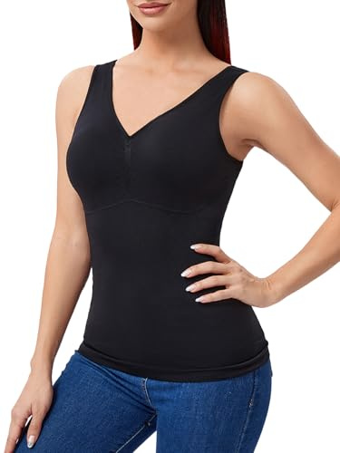Joyshaper Débardeur Gainant Femme Ventre Plat sans Couture Gaine Amincissante Tank Top Haut Sculptant sans Manches Dentelle Lingerie Sculptante Camisole