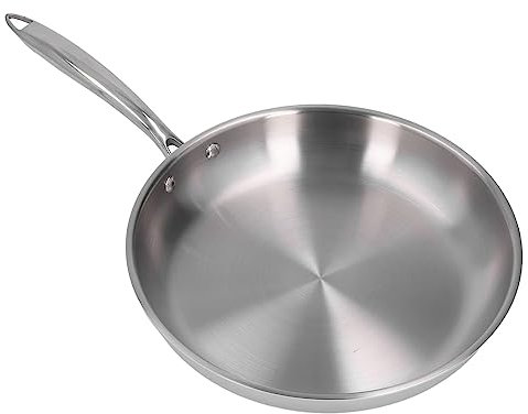 Pongnas Sartén, Sartén Antiadherente de Acero Inoxidable 304 Sartenes Antiadherentes (3 Capas) para Dorar, Hacer Huevos Revueltos, Saltear Verduras, Curry (28CM)